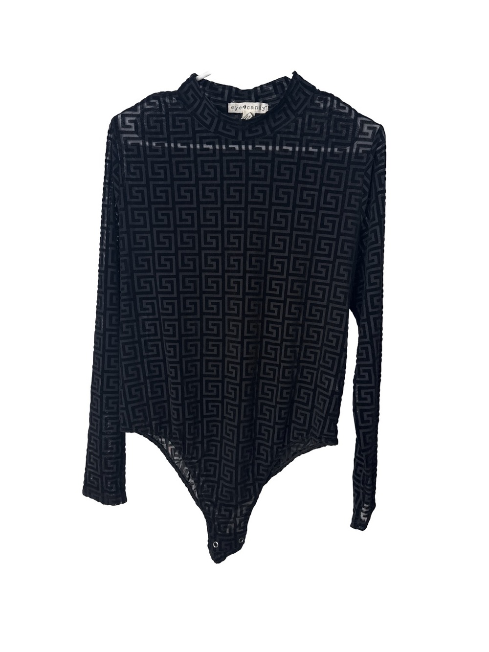 EYE CANDY Sheer Black & Velvet Geo-Pattern Bodysuit Whimsygoth Plus Size 2X
